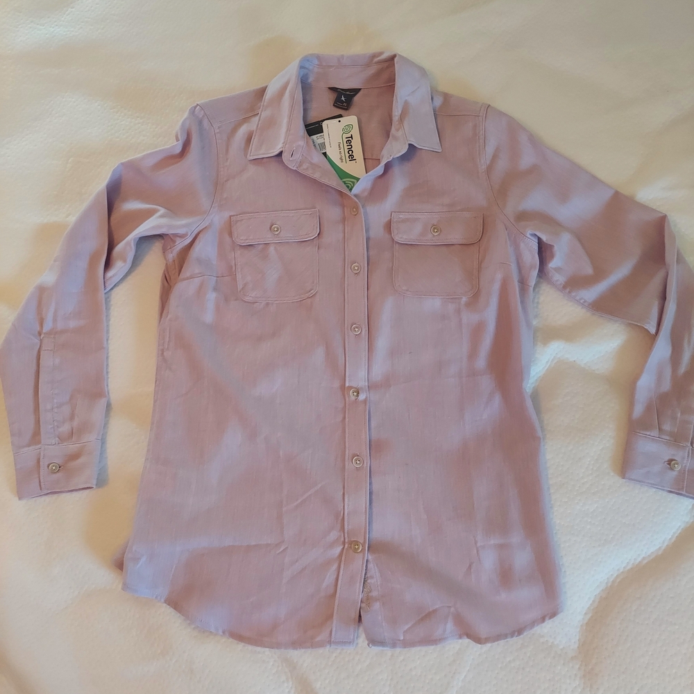 Eddie Bauer Pale Lavendar Button Down Shirt ~ Petite Small